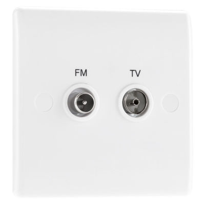 BG 866 Moulded Round Edge | White | 2 Gang Diplex TV and FM Socket