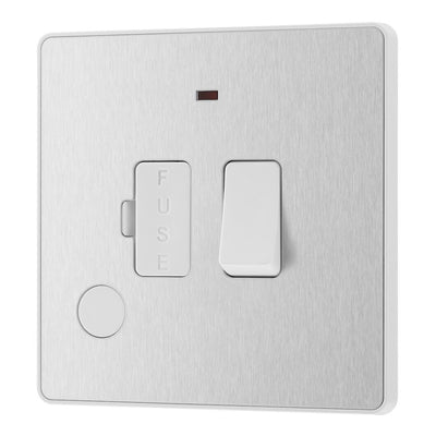 BG Evolve Brushed Steel 13A Switched Spur + Neon PCDBS52W with 35mm Steel Back Box