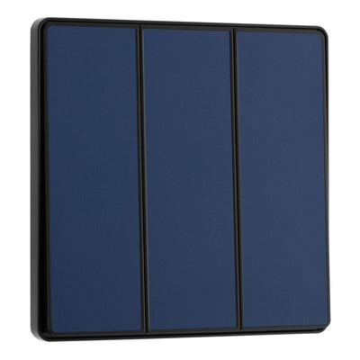 BG Evolve Matt Blue 2 Way Triple Edge to Edge Rocker Switch PCDDB43EB with 35mm Steel Back Box