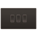 BG Screwless Black Nickel 3 Gang Engraved Custom Labelled Appliance Grid Switch