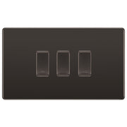 BG Screwless Black Nickel 3 Gang Engraved Custom Labelled Appliance Grid Switch by British General (Nexus-BN-Screwless-3G)