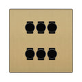 BG Evolve Satin Brass 6 Gang Trailing Edge LED Dimmer Light Switch 2 Way Custom Switch
