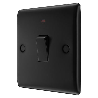 BG Nexus Matt Black 20A Double Pole Neon Switch NFB31 with 25mm Steel Back Box