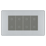 BG Nexus Screwless Polished Chrome Quad Master Touch Dimmer Switch Grey Inserts FPCTDM4G by British General (BG-FPCTDM4G)