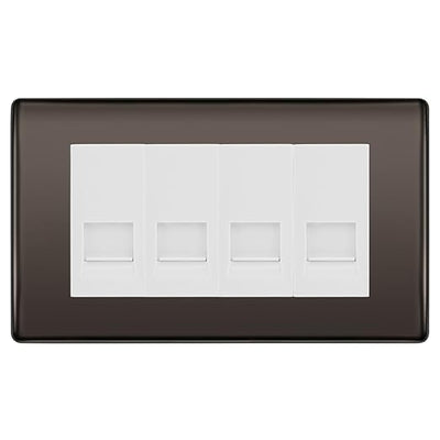 BG Nexus Black Nickel 4 Gang RJ11 Telephone Socket Euro Module - White Insert by British General (BG-NBNRJ114W)