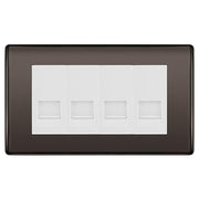 BG Nexus Black Nickel 4 Gang RJ11 Telephone Socket Euro Module - White Insert by British General (BG-NBNRJ114W)