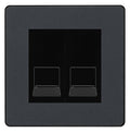 BG Evolve Matt Grey Double RJ11 Telephone Socket PCDMGRJ112 - Black Insert
