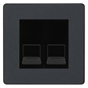 BG Evolve Matt Grey Double RJ11 Telephone Socket PCDMGRJ112 - Black Insert by British General (BG-PCDMGRJ112B)