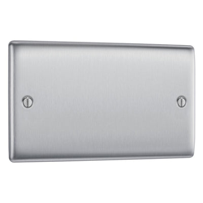 BG Nexus Brushed Steel Double Blank Plate NBS95 and 25mm Steel Back Box