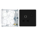 BG Screwless Matt Black 13A Single Socket FFB21B with 25mm Steel Back Box
