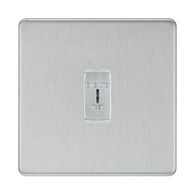 BG Screwless Brushed Steel 1 Gang 2 Way SP Emergency Light Test Key Grid Switch by British General (BG-SCREWLESS-BS-1GANG-2Way-EMG-LTG-TEST)