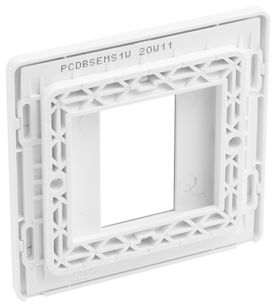 BG PCDBSEMS1W Brushed Steel Evolve 1 Euro Module Front Plate - White Insert