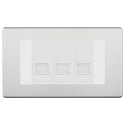 BG Screwless Brushed Steel 3 Gang RJ11 Telephone Socket Euro Module - White Insert by British General (BG-FBSRJ113W)