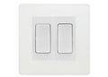 BG Evolve Pearlescent White 2 Gang Intermediate Light Switch Custom Grid – White Insert