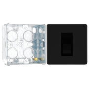 BG Screwless Matt Black Single Secondary Telephone Socket FFBBTS1 with 35mm Steel Back Box
