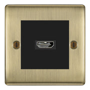 BG Nexus Antique Brass 1 Gang HDMI Socket Black Insert by British General (BG-EMHDMIB+NABEMS2)