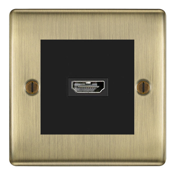 BG Nexus Antique Brass 1 Gang HDMI Socket Black Insert