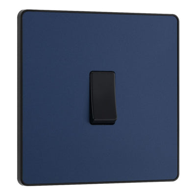 BG Evolve Matt Blue 1 Gang 20A 16AX 2 Way Light Switch PCDDB12B with 35mm Steel Back Box