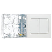 BG Evolve Pearlescent White 2G Wide Rocker Light Switch PCDCL42WW with 35mm Steel Back Box