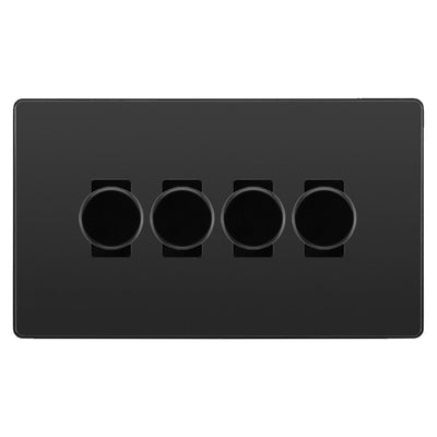 BG Evolve Black Chrome 4 Gang Custom Grid Dimmer Light Switch PCDBC84B by British General (Evolve-BC-CUSTOM-4GANG-4xDIMMER-2WAY)