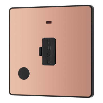 BG Evolve Polished Copper 13A Flex Outlet Neon Unswitched Fused Connection Unit PCDCP54B with 25mm Steel Back Box
