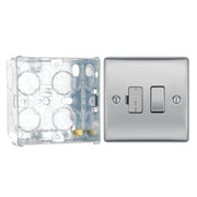 BG Nexus Brushed Steel 13A Switched Fused Connection Unit NBS50 with 35mm Steel Back Box