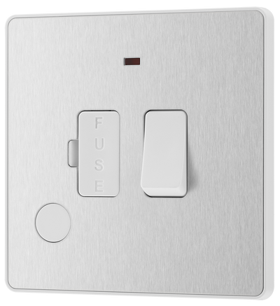 BG PCDBS52W Brushed Steel Evolve 13A Flex Outlet Neon Switched Fused