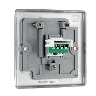 NBSRJ111 Back - This RJ11 telephone socket from British General uses a screw terminal connection and can be used for connecting a single analogue phone line