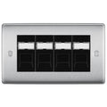 BG Nexus Brushed Steel 4 Gang RJ45 Cat6 Data Socket Outlet Black Inserts