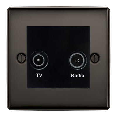 BG Nexus Metal Black Nickel TV & FM Socket NBN66B by British General (BG-NBN66B)