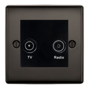 BG Nexus Metal Black Nickel TV & FM Socket NBN66B by British General (BG-NBN66B)
