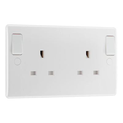 BG Nexus 13A DP Double Socket + Outboard Rockers White & 32mm Pattress Back Box