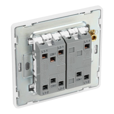 BG Evolve Brushed Steel 2 Way Triple Edge to Edge Rocker Switch PCDBS43EW with 35mm Steel Back Box