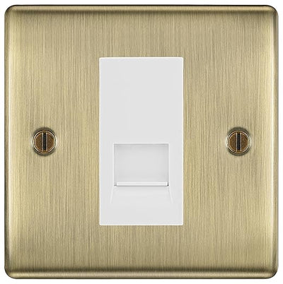 BG Nexus Antique Brass Single RJ11 Telephone Socket NABRJ111 - White Insert by British General (BG-NABRJ111W)
