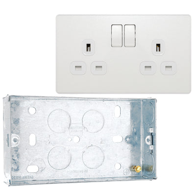 BG Evolve Pearlescent White 13A Double Socket PCDCL22W with 25mm Steel Back Box
