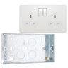 BG Evolve Pearlescent White 13A Double Socket PCDCL22W with 25mm Steel Back Box