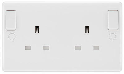BG 822DPOB Moulded Round Edge | White | 13A DP Double Socket + Outboard Rockers by British General (BG-822DPOB)