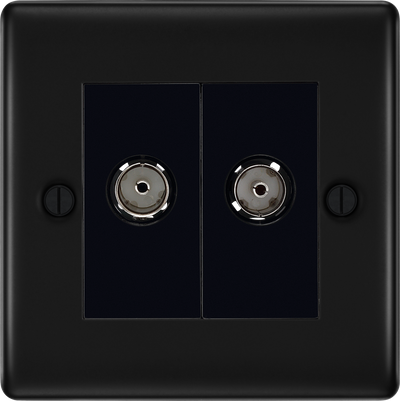 BG NFB66 Nexus Metal Diplex TV/FM Socket - Black Insert -Matt Black