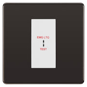 BG Flatplate Screwless Black Nickel 20AX 2 Way Emergency Lighting Test Key Switch - Key Included - White Insert