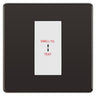 BG Flatplate Screwless Black Nickel 20AX 2 Way Emergency Lighting Test Key Switch - Key Included - White Insert