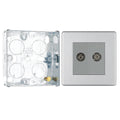 BG Screwless Brushed Steel Double Isolated Co-Axial Socket FBS63 with 25mm Steel Back Box