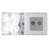 BG Screwless Brushed Steel Double Isolated Co-Axial Socket FBS63 with 25mm Steel Back Box by British General (BG-FBS63+HGS02)