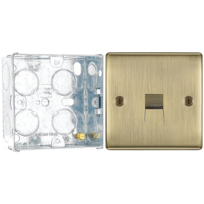 BG Nexus Antique Brass Single Master Telephone Socket NABBTM1 with 35mm Steel Back Box