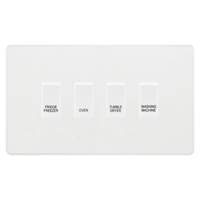 BG Evolve Pearlescent White Custom Appliance Grid Switch 4 Gang Screwless by British General (BG-PW-4GANG-APPLIANCE)