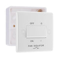 BG Nexus 3 Pole Fan Isolator Switch 10AX White & 32mm Pattress Back Box