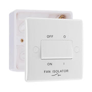 BG Nexus 3 Pole Fan Isolator Switch 10AX White & 32mm Pattress Back Box by British General (BG-815+891)