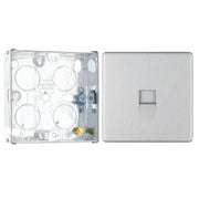 BG Screwless Brushed Steel Single Master Telephone Socket FBSBTM1 with 25mm Steel Back Box by British General (BG-FBSBTM1+HGS02)