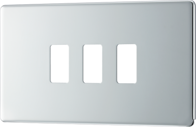 BG RFPC3 Nexus Screwless Grid Polished Chrome 3 Module Front Plate