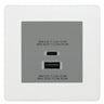 BG Evolve Pearl White 45W USB Wall Socket Euro Module USB-A & C - Grey Insert by British General (BG-PCDCLEMS2W+EMUSBAC45G)