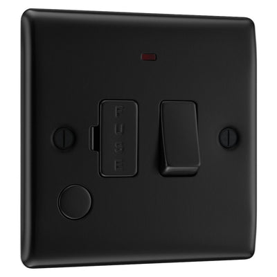 BG Nexus Matt Black 13A Flex Output Neon Switched Fused Connection Unit NFB53 with 35mm Steel Back Box